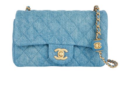 Denim Pearl Crush Mini Rectangular Flap, front view
